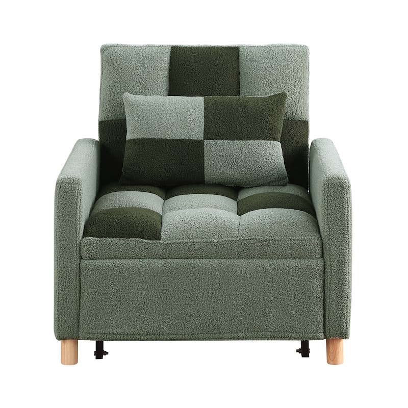 Teddy Fabric Convertible Multi-Functional Sleeper Sofa with Pillow