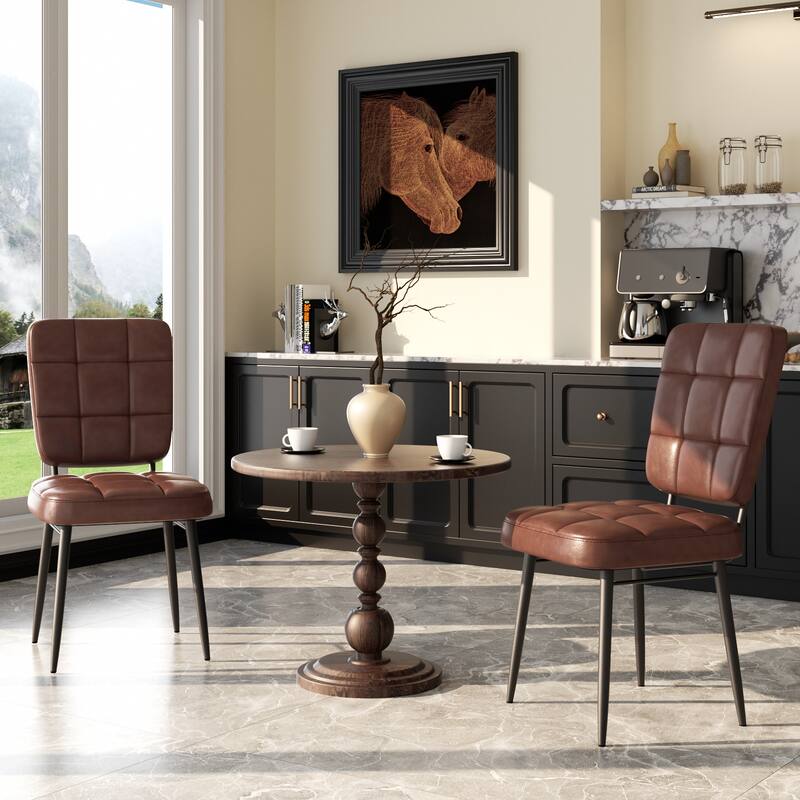 Modern Dining Chairs Set of 2/4/6/8, Upholstered Kitchen Chairs with Thick Cushion for Dining Room - Set of 2 - Brown