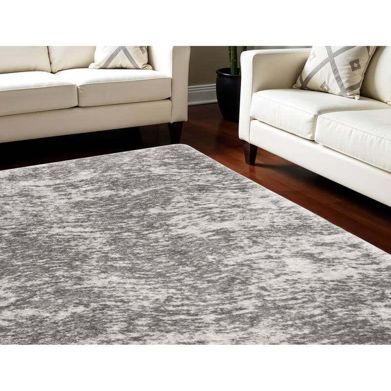 Huga Power Loomed Abstract Stain Resistant Soft Area Rug By HomeRoots - 110' X '79' X '1.58 - 110' X '79' X '1.58 - Charcoal - Rectangle