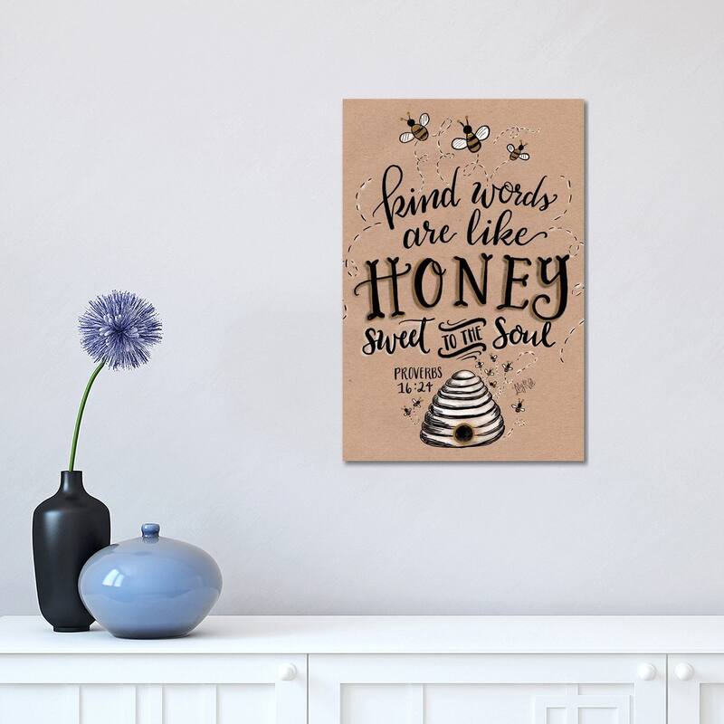 iCanvas "Kraft - Kind Words Are Like Honey" by Lily & Val Canvas Print - 18x12x1.5