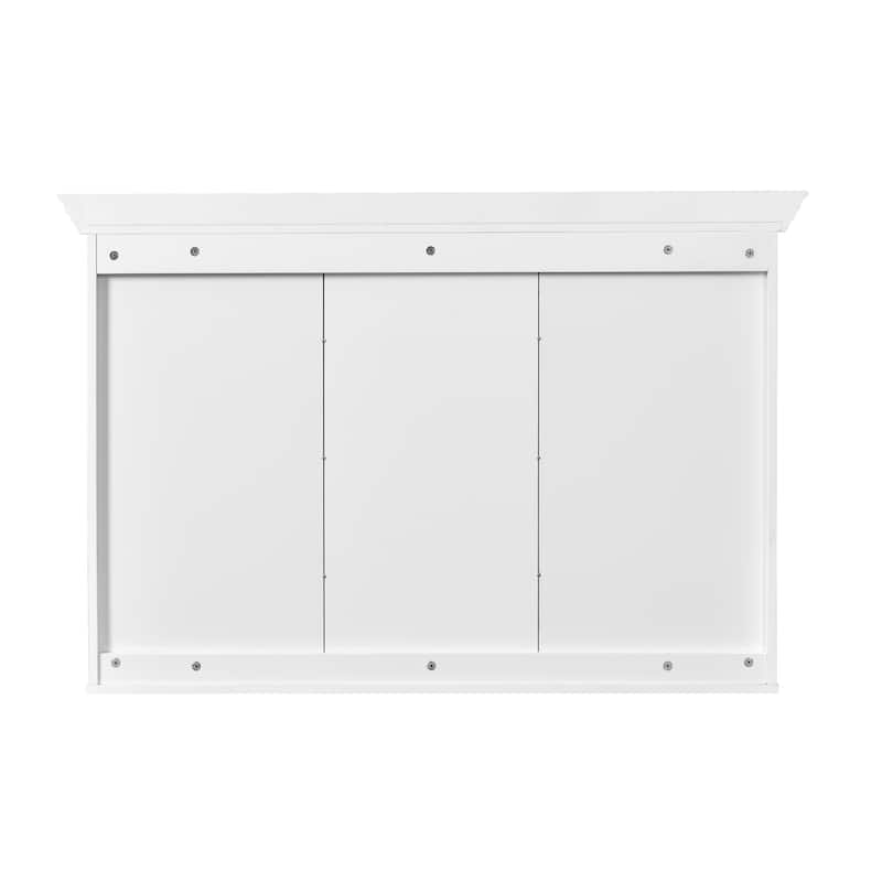 Bathroom Wall Cabinet with Mirror, Wall Mounted Bathroom Cabinet with Glass Doors, 3 Adjustable Shelves & 3 Open Compartments