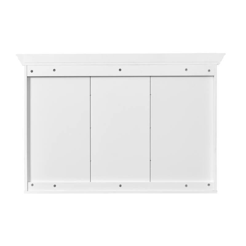 Roomfitters 47" Wall Cabinet with Mirror, 3 Adjustable Shelves and Open Compartments, Over Toilet Bathroom Storage, White