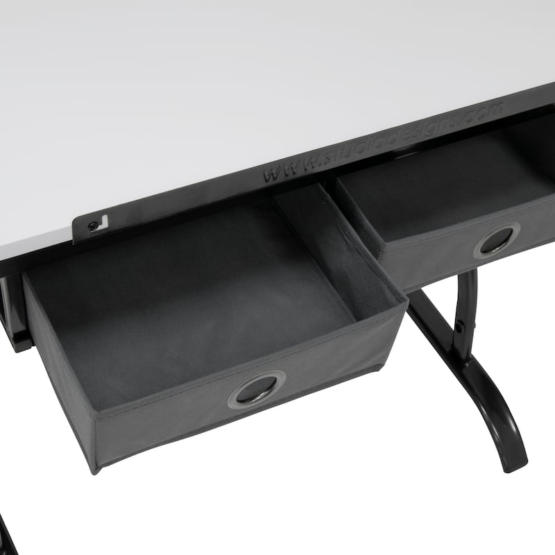 Core Craft Center, 2 piece Drawing, Drafting and Craft Table with Stool, Gunmetal-Gray/White