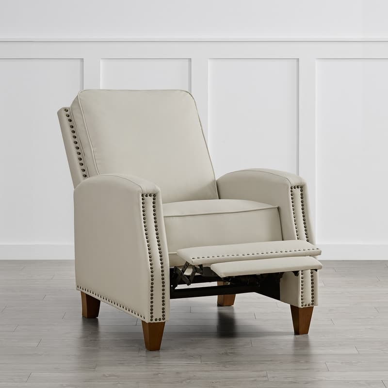 Spruce & Spring Alston Push Back Recliner Chair with Nailhead Trims for Living Room