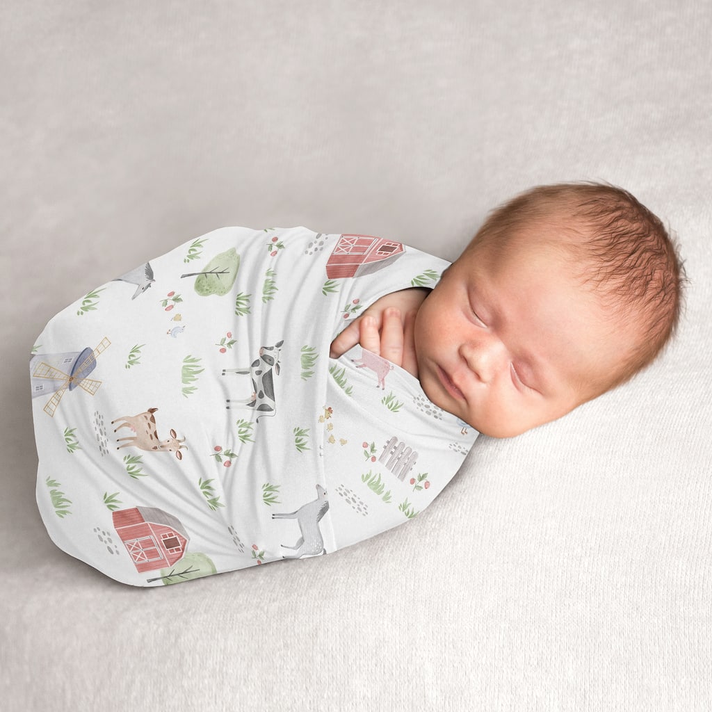 Farm Animals Boy or Girl Baby Swaddle Receiving Blanket - Watercolor Farmhouse Horse Cow Sheep Pig Farm Life Gender Neutral