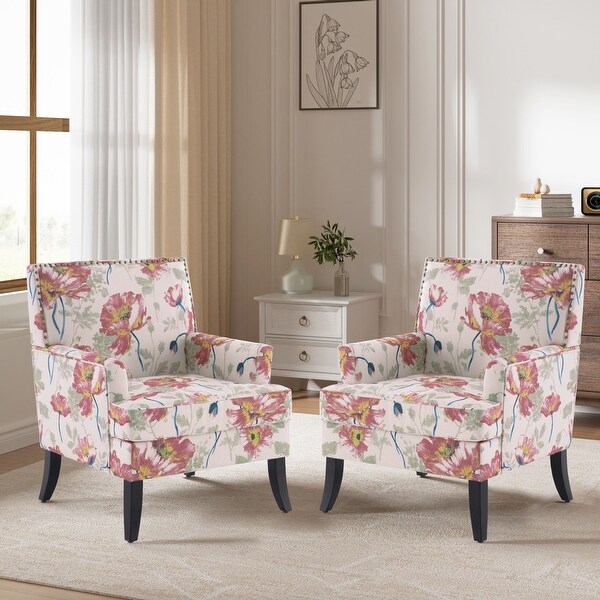Armchair Accent Chairs with Nailhead Trim Set of 2 - Bed Bath