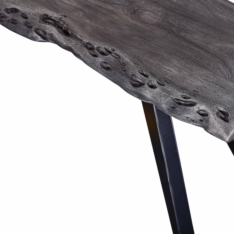 Farmhouse Style Wooden Dining Bench with X-Shaped Metal Legs - Black+ Gray