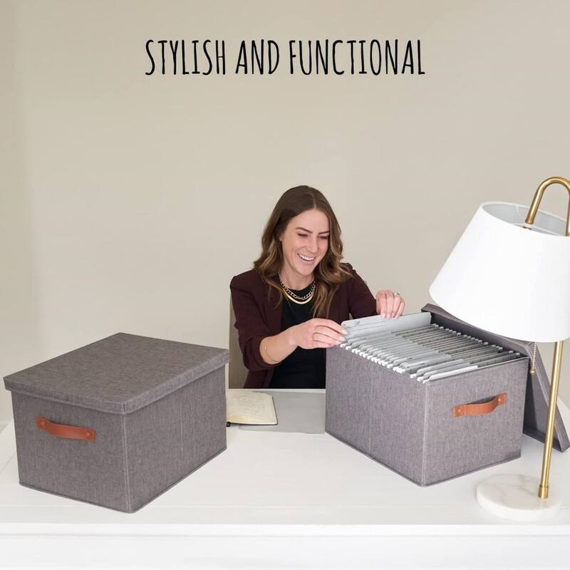 Decorative File Organizer Box Set of 2