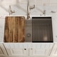preview thumbnail 12 of 18, Karran 30" Single Bowl Workstation Fireclay Kitchen Sink with Reversible Fluted Apron Front
