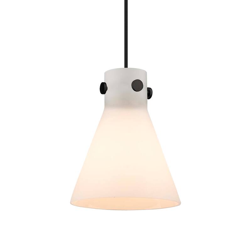Innovations Lighting 410-1PS-10-8 Newton Cone Pendant Newton Cone 8" - Matte Black / Matte White