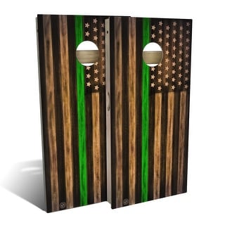 Charred First Responder Green Line Outdoor Cornhole Board Set