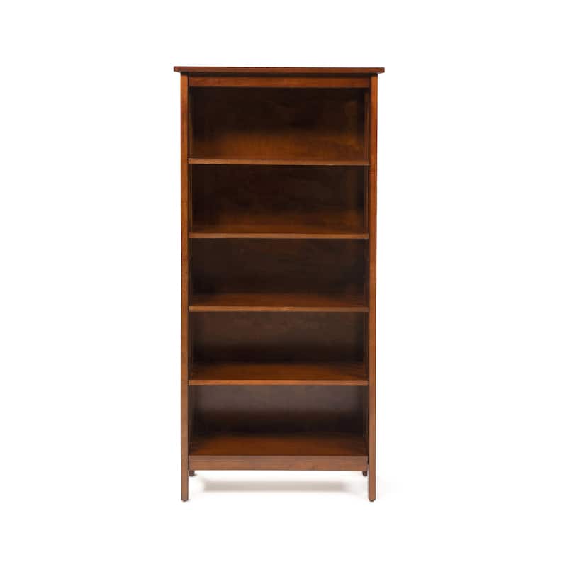 Till Contemporary Oak Solid Wood 5-Open Shelf Media Shelf by Furniture of America