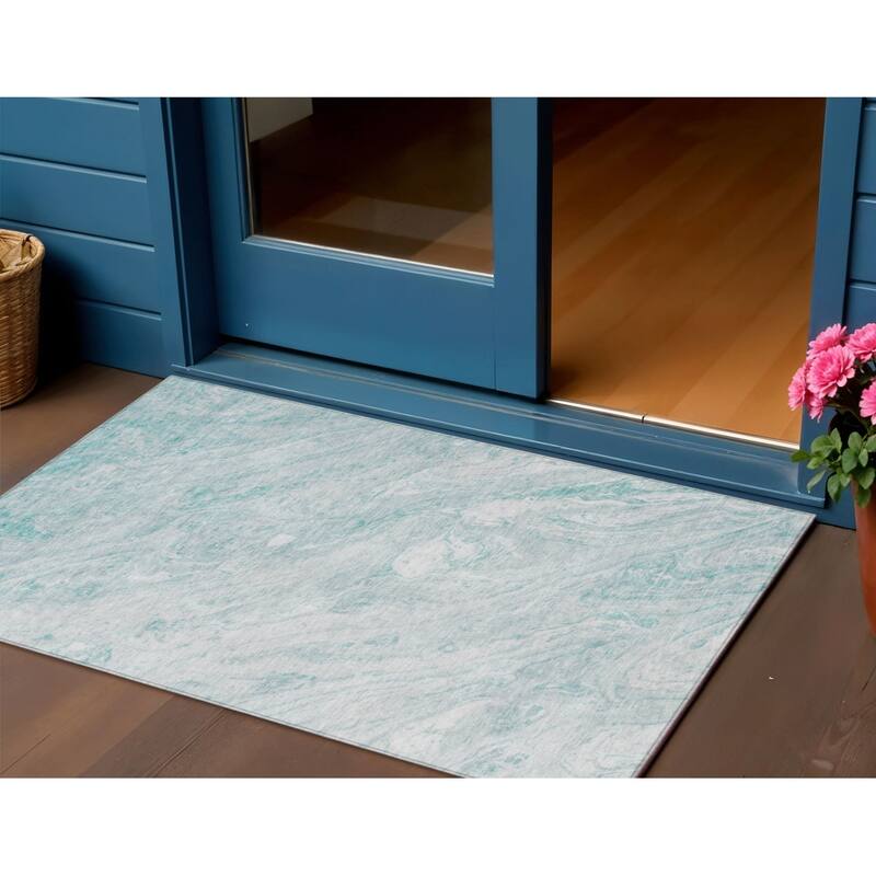 HomeRoots Abstract Transitional Rectangle Outdoor Rug - 3' x 5'