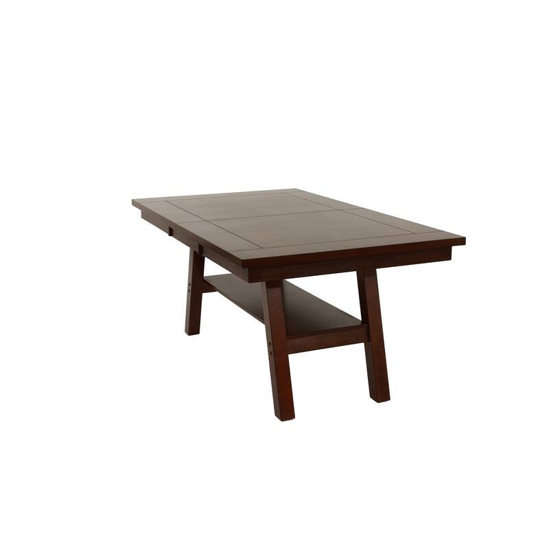Dining Table Rectangle Dining Table w Shelve 1pc Table Only Rubber wood Dark Walnut Finish Dining Room Furniture