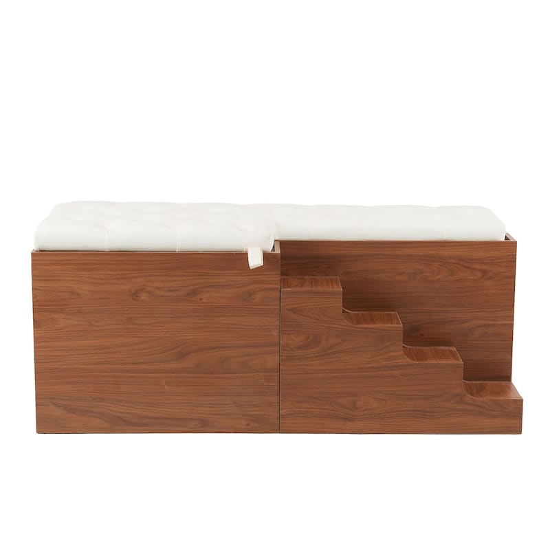 Anmytek Dog Crate Bench with Padded Seat,Wooden Pet Kennel Furniture,End of Bed Bench Ottoman with Removable Cushion