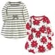 preview thumbnail 1 of 0, Touched by Nature Baby and Toddler Girl Organic Cotton Long-Sleeve Dresses 2pk, Poinsettia 2T - Baby Toddler Poinsettia Long Sleeve