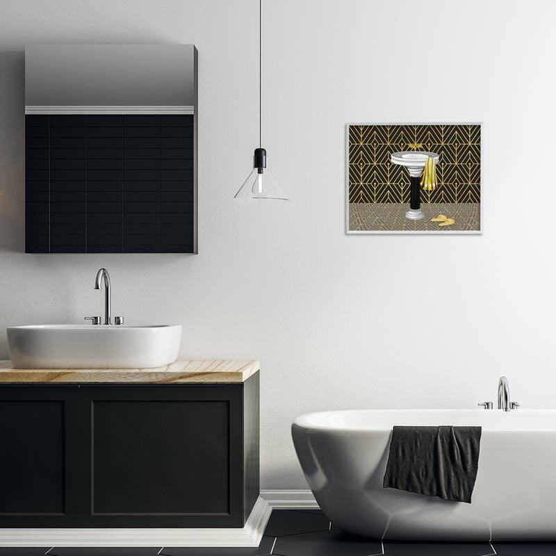 Stupell Deco Style Glam Bathroom Framed Giclee Art Design By Conrad Knutsen