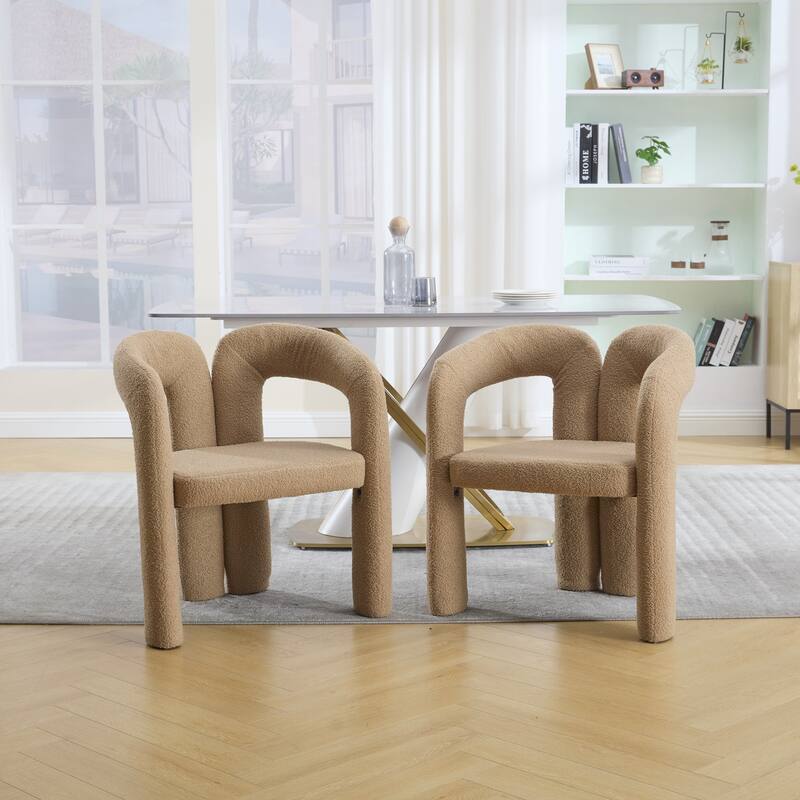 Contemporary Designed Fabric Upholstered Accent/Dining Chair /Barrel Side Chairs Kitchen Armchair set of 2
