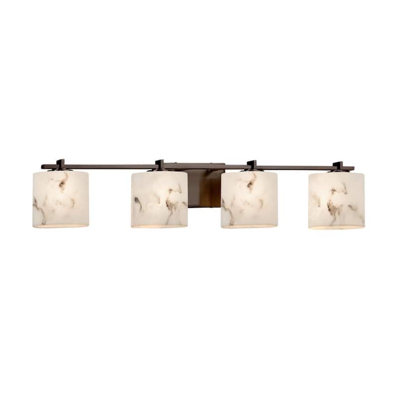 Justice Design LumenAria Era 4-light Dark Bronze Bath Bar, Faux Alabaster Oval Shade