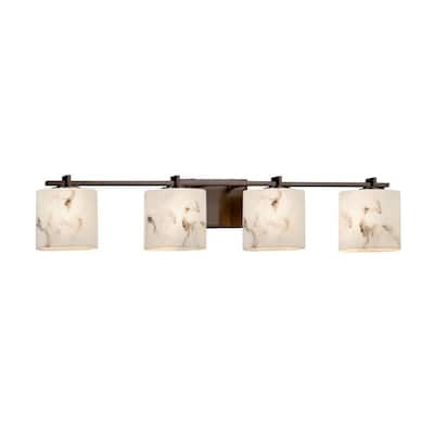 Justice Design LumenAria Era 4-light Dark Bronze Bath Bar, Faux Alabaster Oval Shade