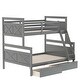 preview thumbnail 10 of 10, Gray Twin Over Full Bunk Bed with Drawers, Guardrails, and Ladder