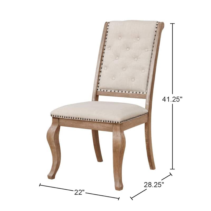 Set of 2 Cream Fabric Upholstered Dining Chairs - Cream
