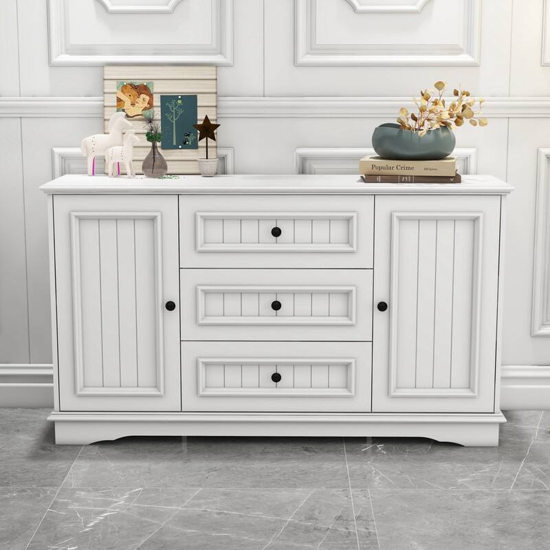 white Side cabinet with Storage, Buffet Cabinet with Storage, Sideboard with Door and drawer