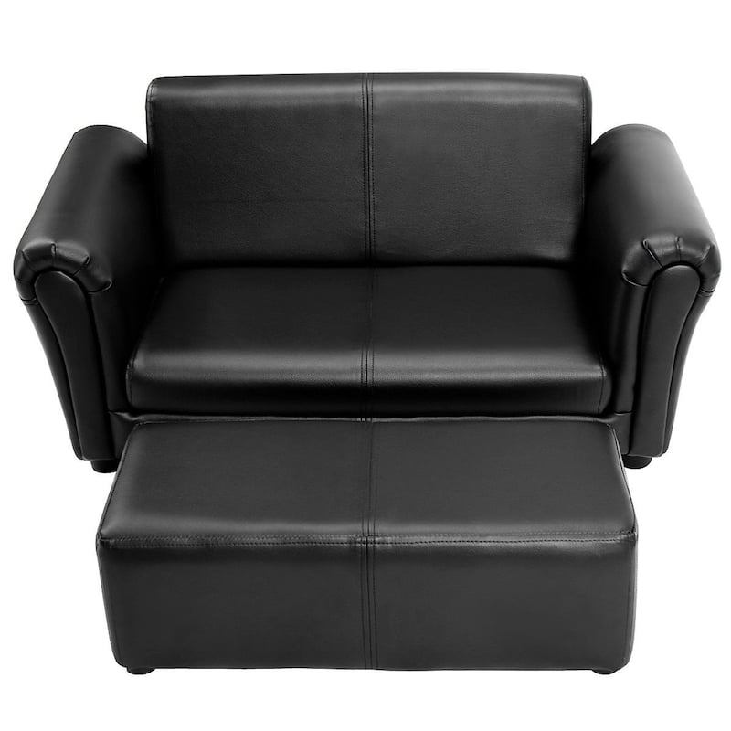 Children's 2-Seater Sofa with Ottoman for Lounge and Play - 32.5" x 16.5" x 16"