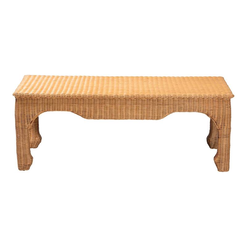 Abena Ming Style Rattan Coffee Table - Rectangular Boho Chic Accent Table for Living Room, Family Room, or Sunroom