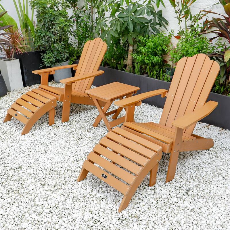 Anmytek All-Weather Fade-Resistant Adirondack Ottoman Footstool Plastic Wood Outdoor Furniture