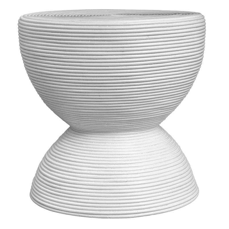 Uttermost Bongo White Rattan Side Table - 21.75"W x 22"H x 21.75"D