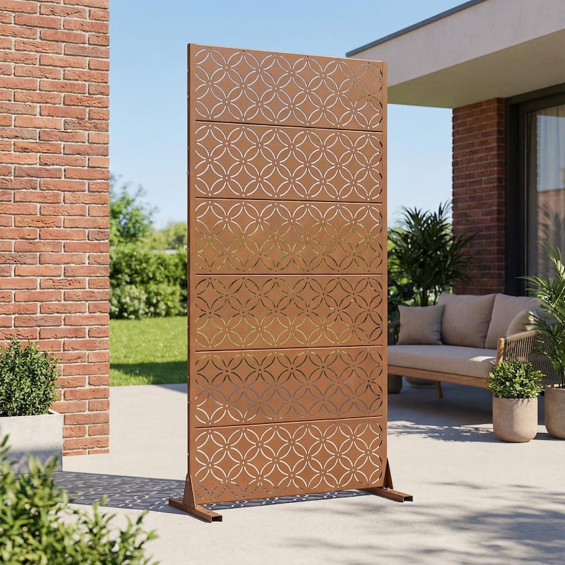 Palace Metal Privacy Screen Panel Free Standing - Brown - 72"x35"