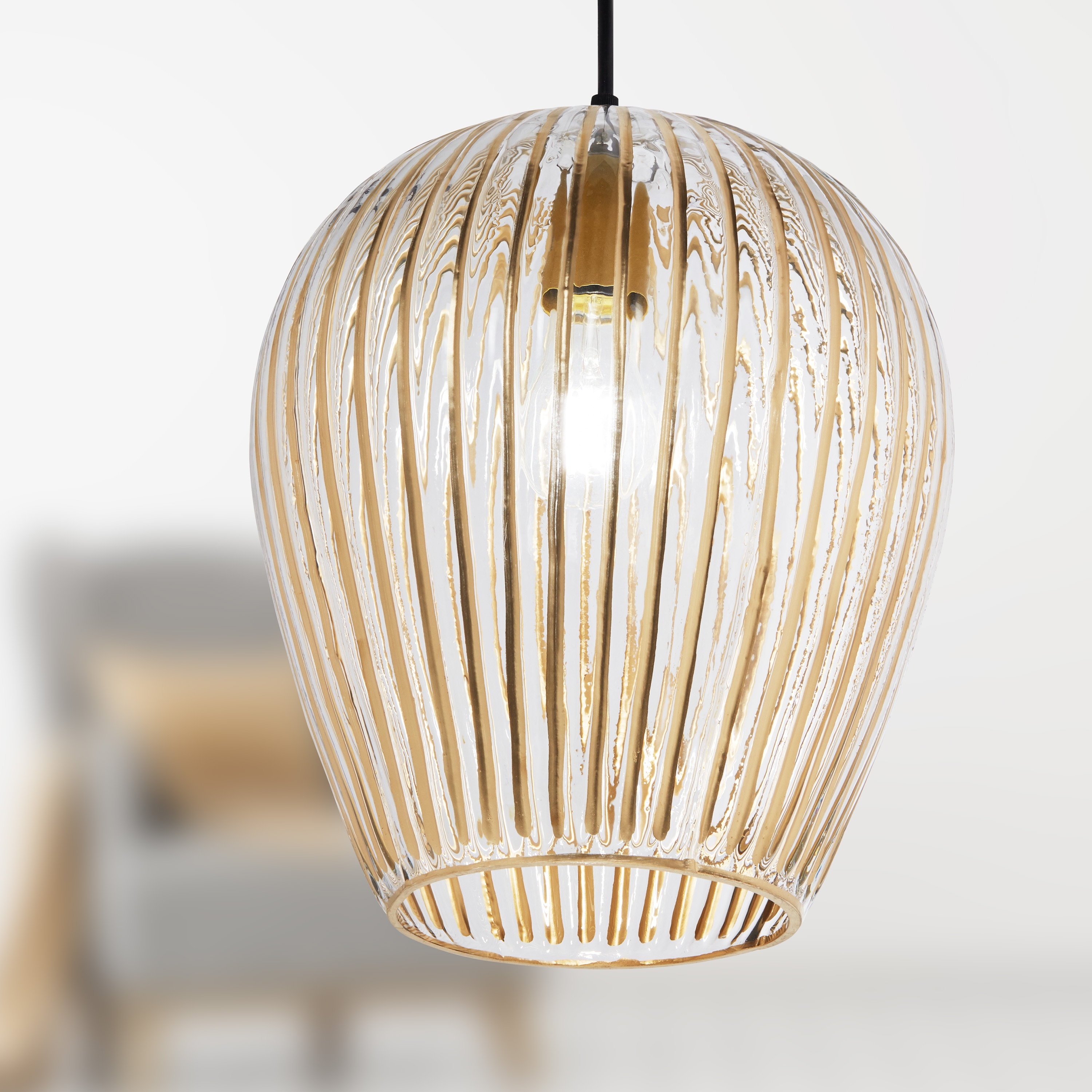 River of Goods Mia Gold Metal and Glass 10.75-Inch Pendant Light with Adjustable Hanging Cord - 10.75" x 10.75" x 73"