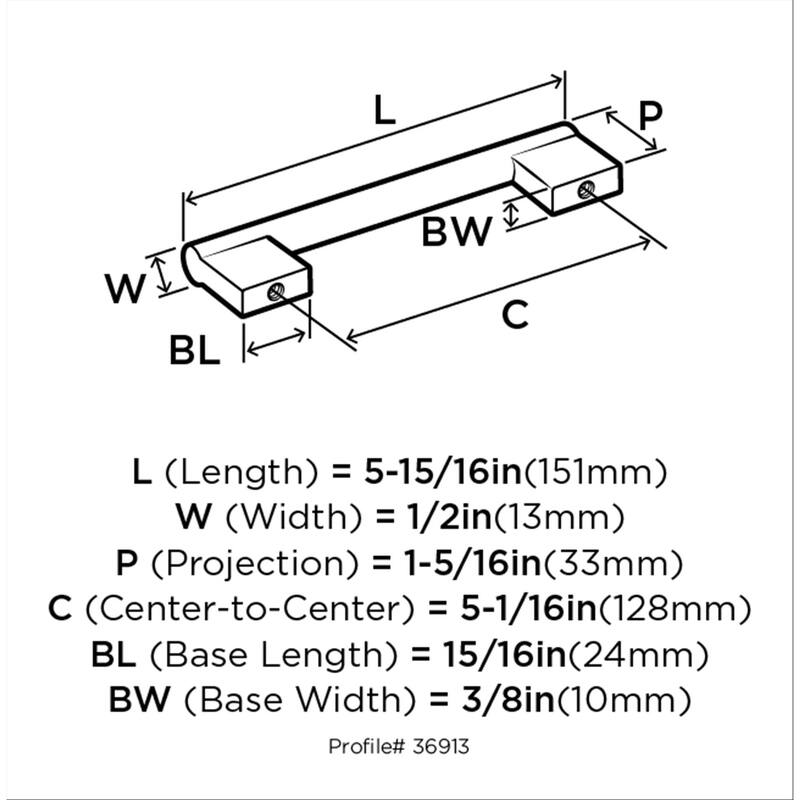 Versa 5-1/16 in (128 mm) Center-to-Center Matte Black Cabinet Pull - 5.0625