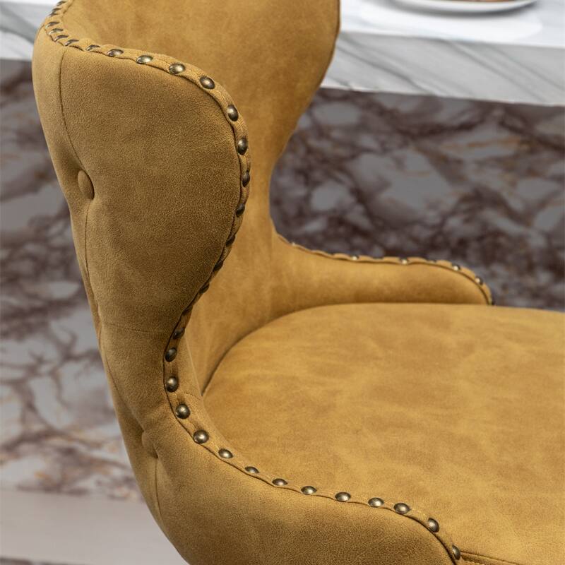 Modern Faux Leather Tufted Nailhead Trim Barstool Set of 2