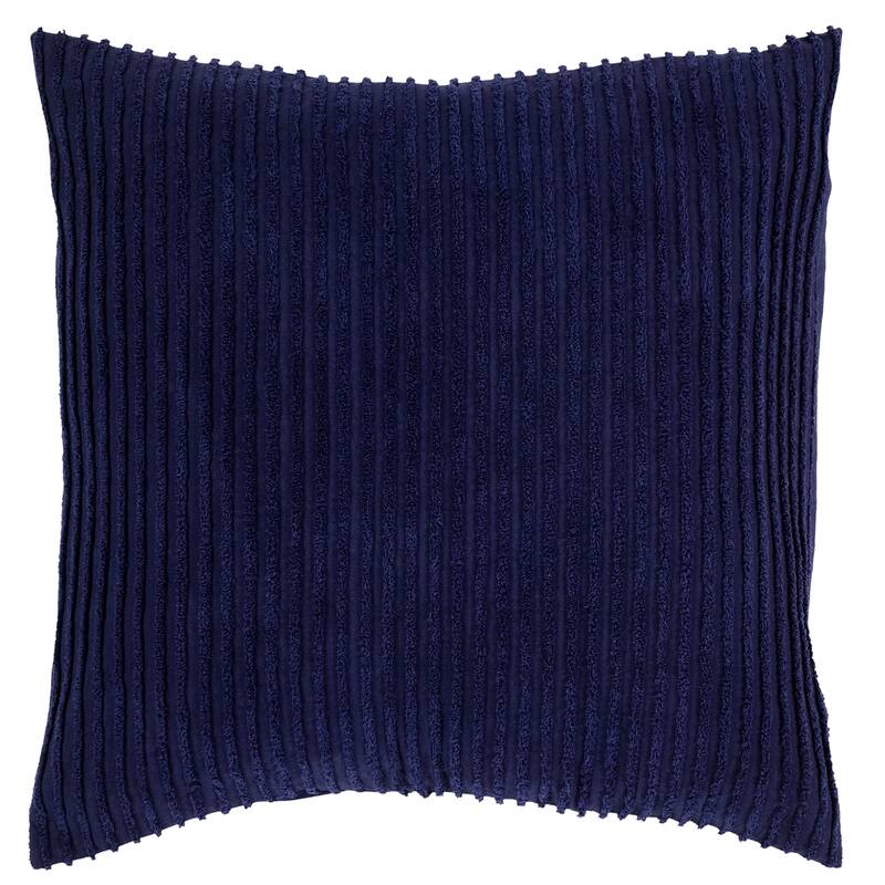 Better Trends Jullian Bold Stripes Design 100% Cotton Tufted Shams Machine Washable Tumble Dry - Navy - Euro Sham