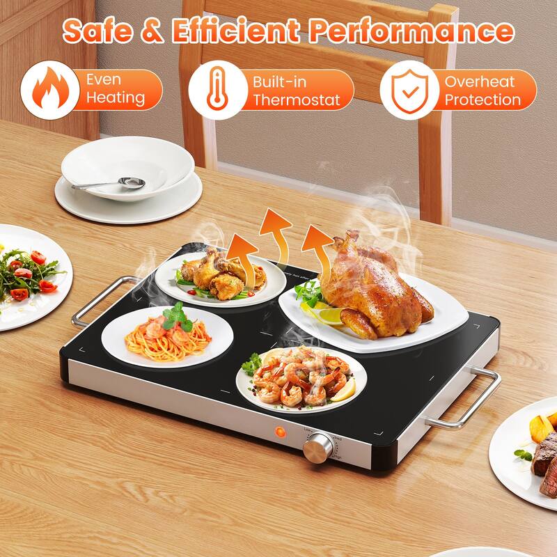 Electric Warming Tray Food Warmer with Adjustable Temperature Control - Multi