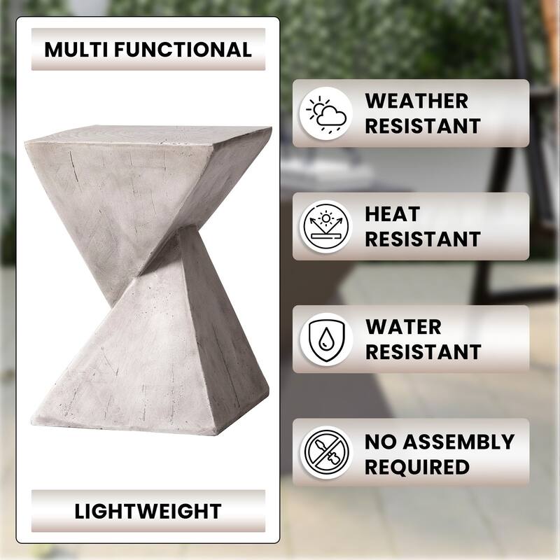 13-Inch Square Side Table in Fiberstone Modern Accent Side Table for Indoor and Outdoor Glint Series
