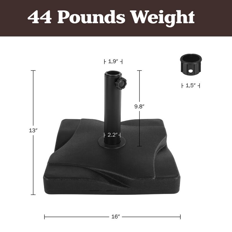Patio Umbrella Base - 44lb Heavy Duty Polyethylene and Cement Patio Umbrella Stand Outdoor by Pure Garden (Black) - N/A