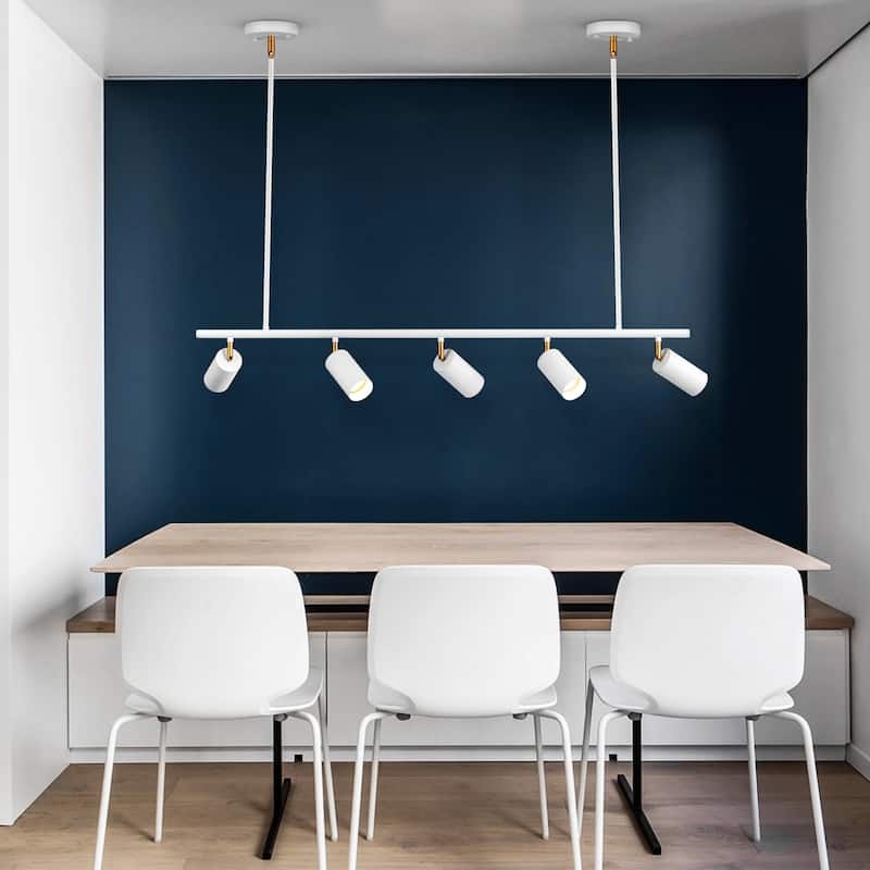 5-Light Modern Farmhouse Linear Swivel Track Lighting Spotlight for Kitchen Island