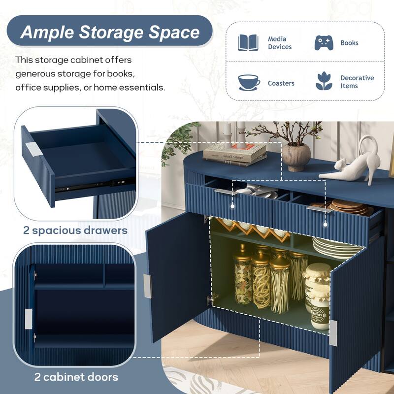 55" Modern Storage Cabinet with 2 Doors and 2 Drawers
