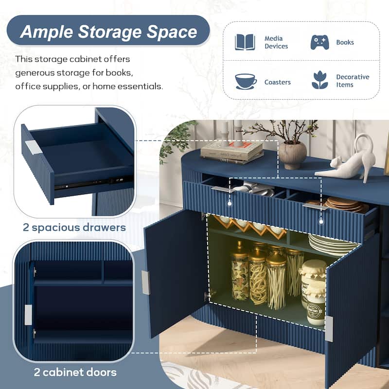 55.1" Modern Storage Cabinet - 2 Doors & 2 Drawers
