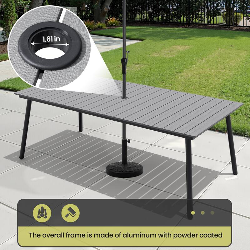 7/9-Piece Furniture Set Outdoor Patio Aluminum Dining Table and Stackable Chairs