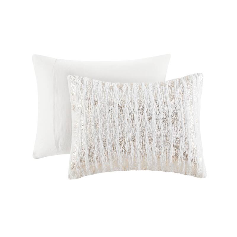 Intelligent Design Alaia Metallic Print Synthetic Fur Duvet Cover Set