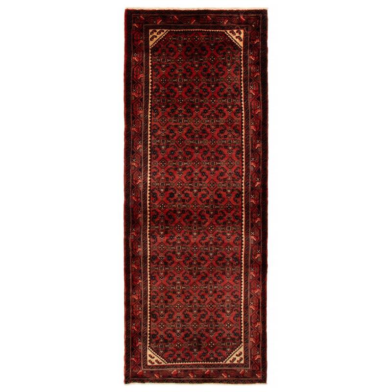 ECARPETGALLERY Hand-knotted Andelz Red Wool Rug - 3'8 x 10'0 - Dark Red - 3'8 x 10'0