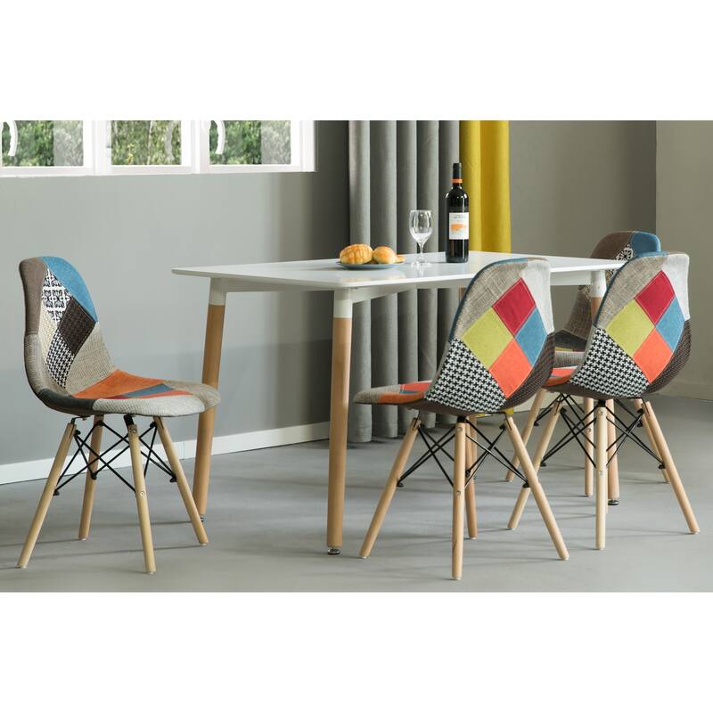 Patchwork Shell Dining Chair w/ Wooden Dowel Eiffel Legs