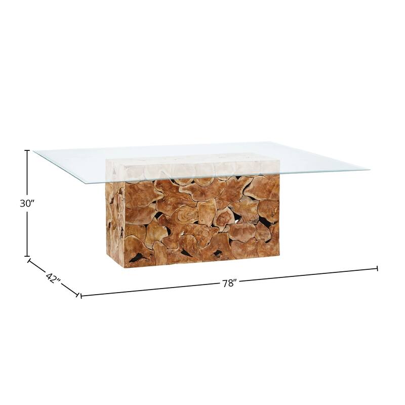 Scarlett 79-inch Rectangular Double Pedestal Base Glass Top Dining Table