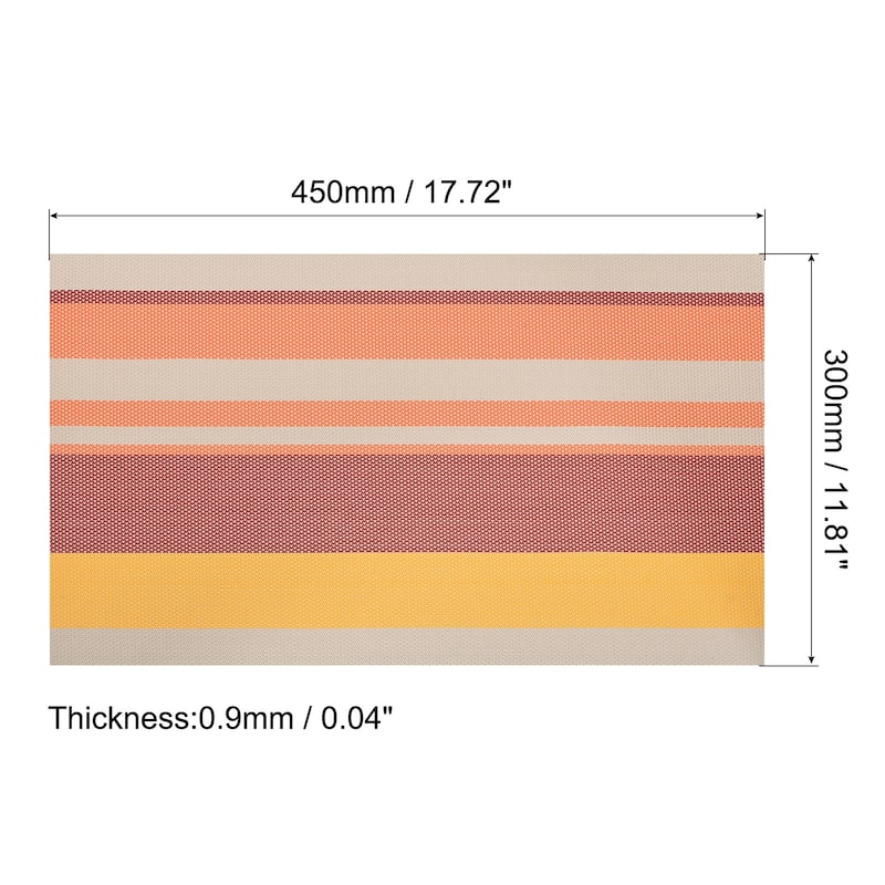 Place Mats 450x300mm 4pcs PVC Table Washable Woven Placemat, Stripe - Stripe Orange