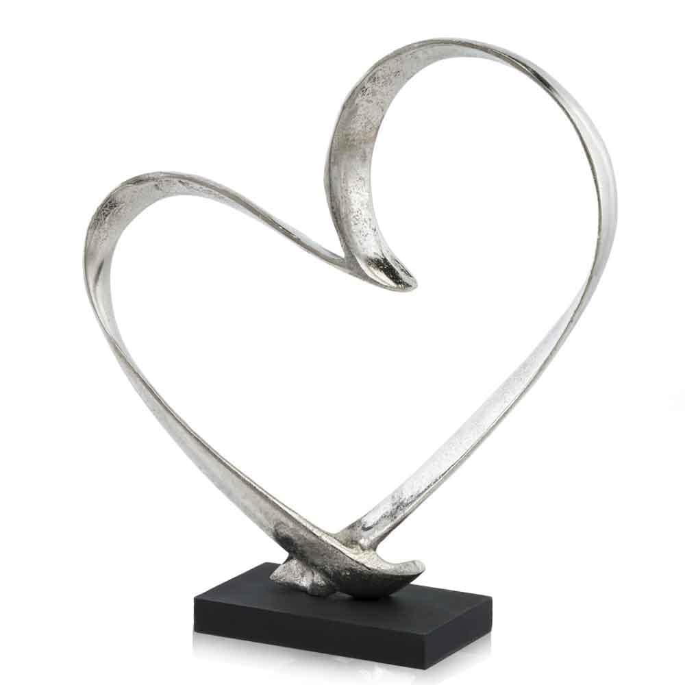 Raw Silver And Black Heart Sculpture Raw Silver And Black Heart Sculpture
