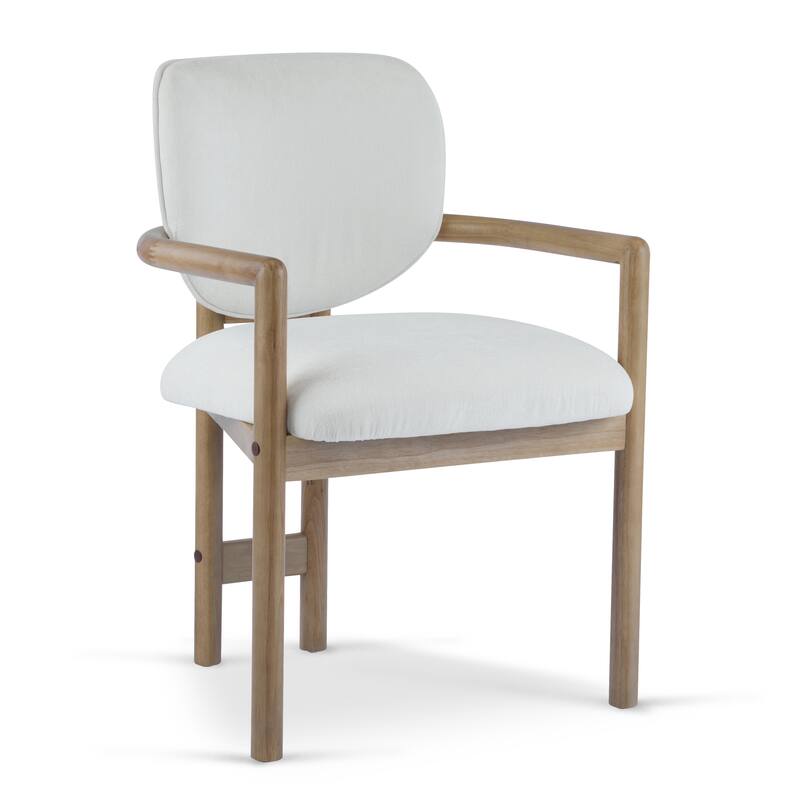 Dining Chairs Set of 2 Upholstered Arm Chairs, Rubber Wood Accent Chairs Fabric Seating, 300 LBS Weight Capacity